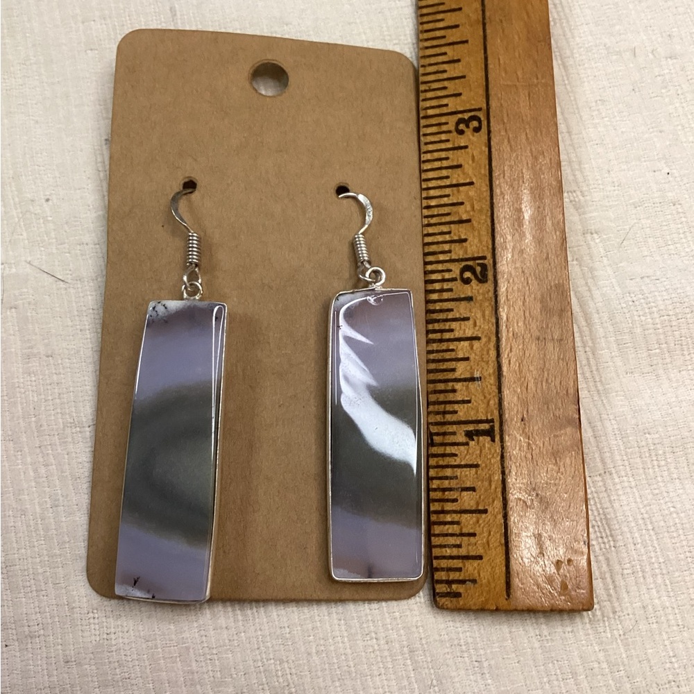 Elegant Dendritic Opal Rectangular Earrings - image 4